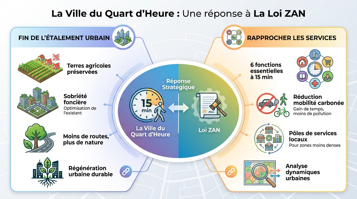 Illustration de la proximité urbaine et de la sobriété foncière dans la ville de demain