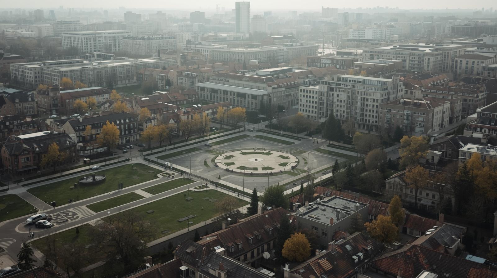 Territoire urbain existant structuré, illustrant une planification territoriale sobre et la maîtrise de l’étalement urbain.