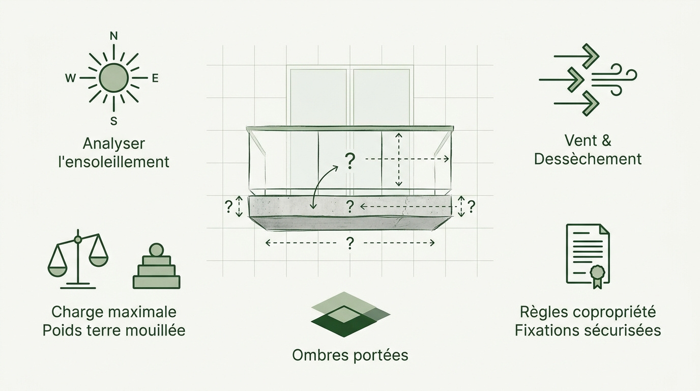 Analyse de l'ensoleillement et de la structure d'un balcon urbain pour la végétalisation