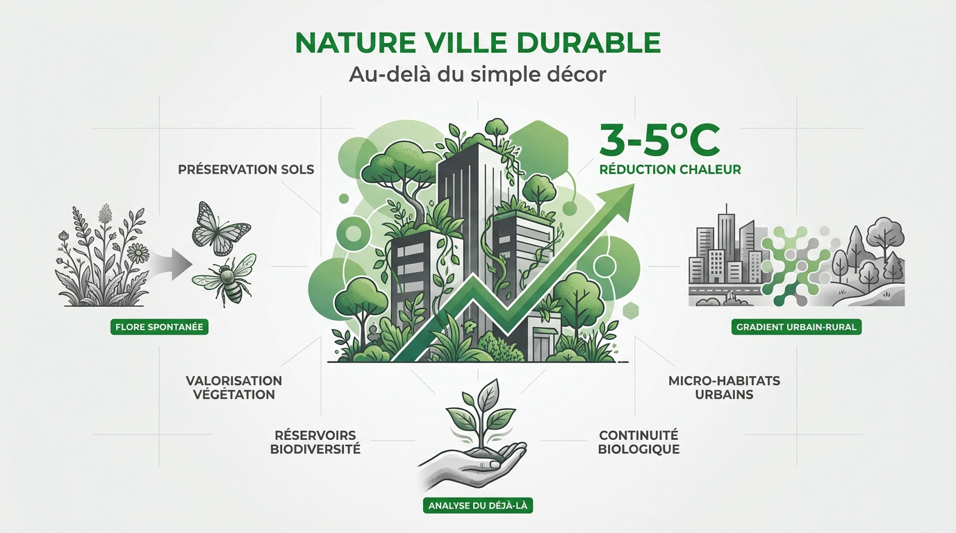 Végétation spontanée et biodiversité intégrée dans un quartier urbain durable