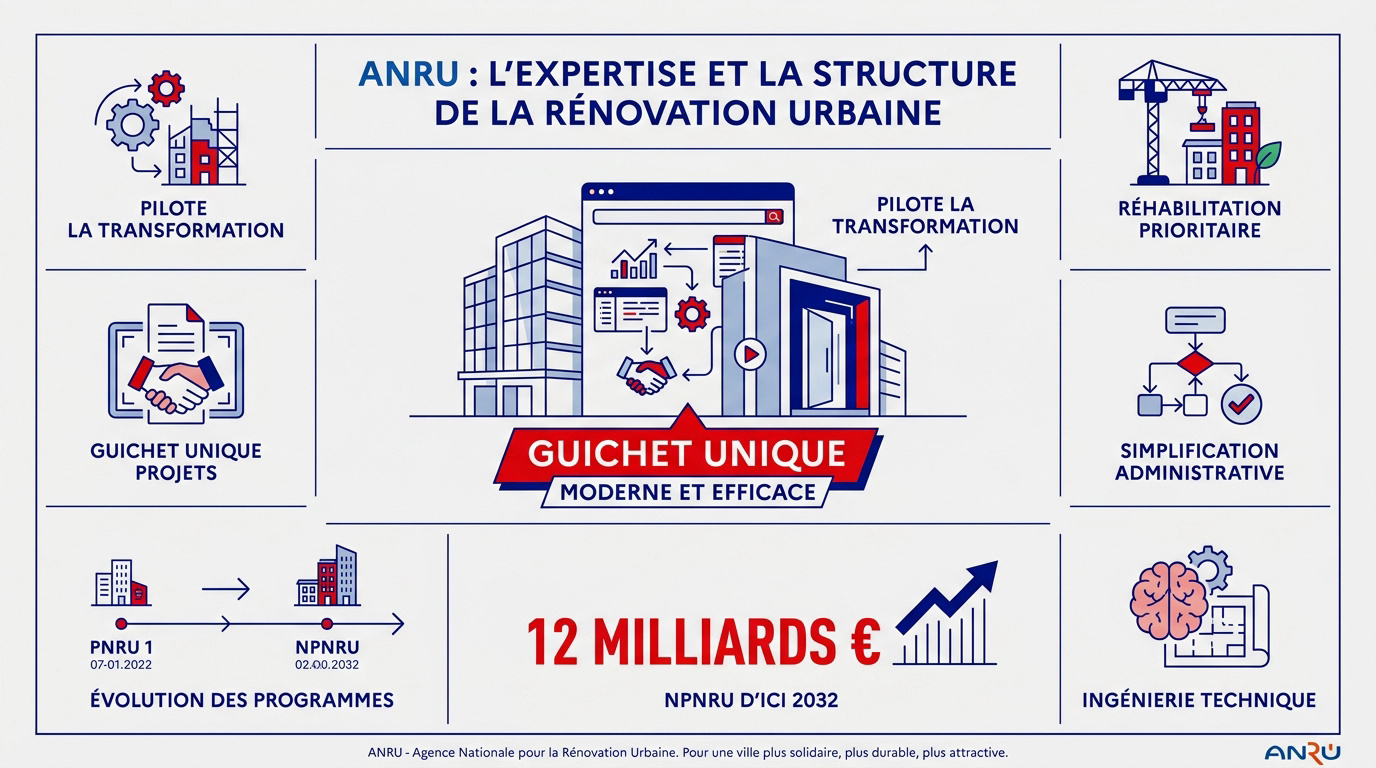 Structure et expertise de l'Agence Nationale pour la Rénovation Urbaine pour la transformation des quartiers