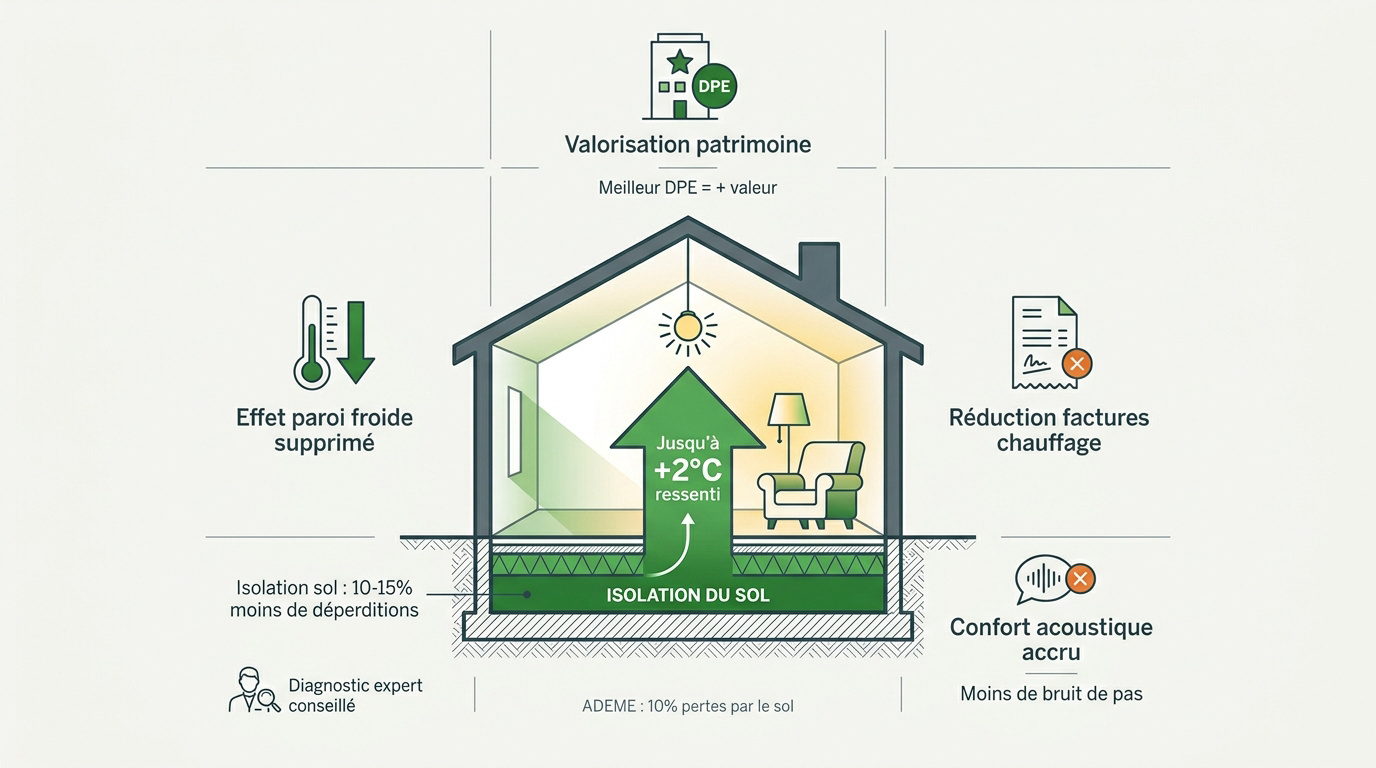 Travaux de rénovation énergétique pour l'isolation d'un plancher bas en intérieur