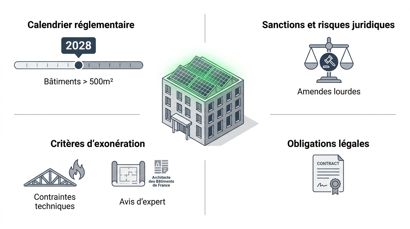 Réglementation des bâtiments et risques juridiques liés à la solarisation